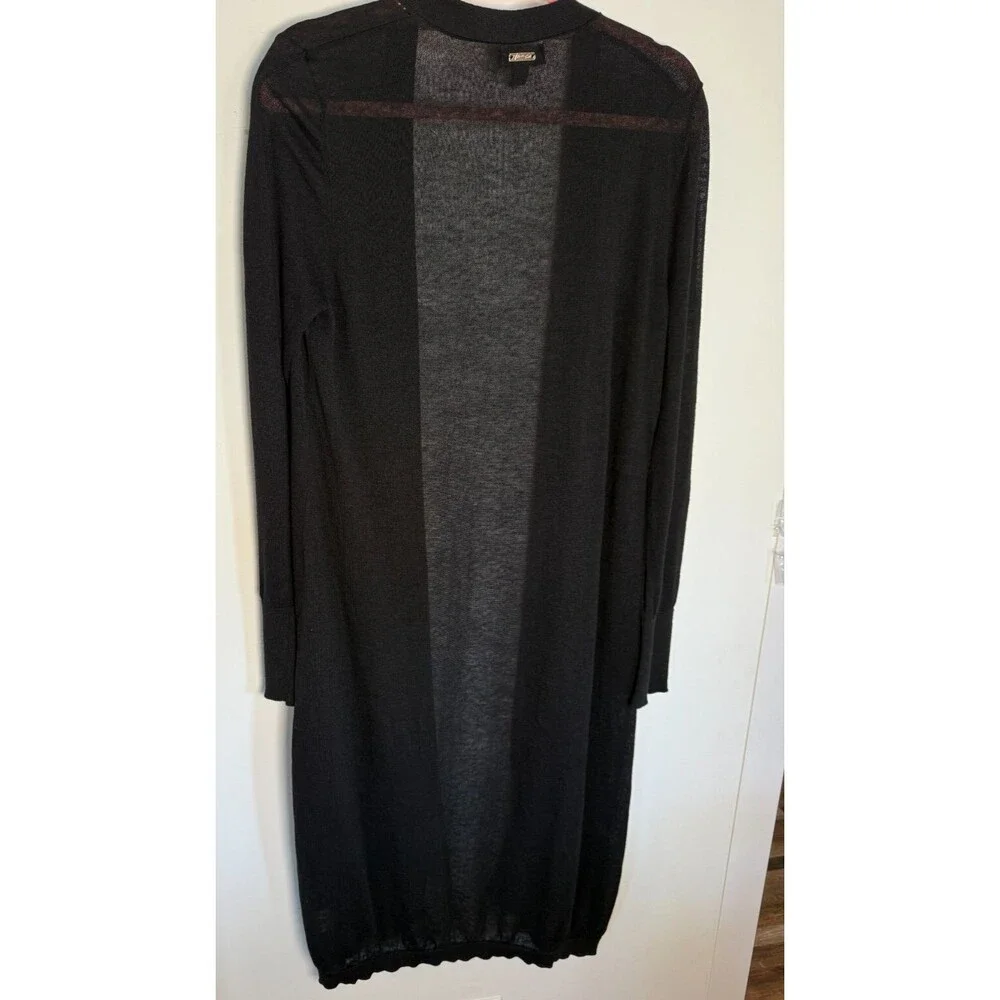 Thalia Sodi Women's Lurex Duster Cardigan Black Size X-Large Lightweight Open - Picture 6 of 6